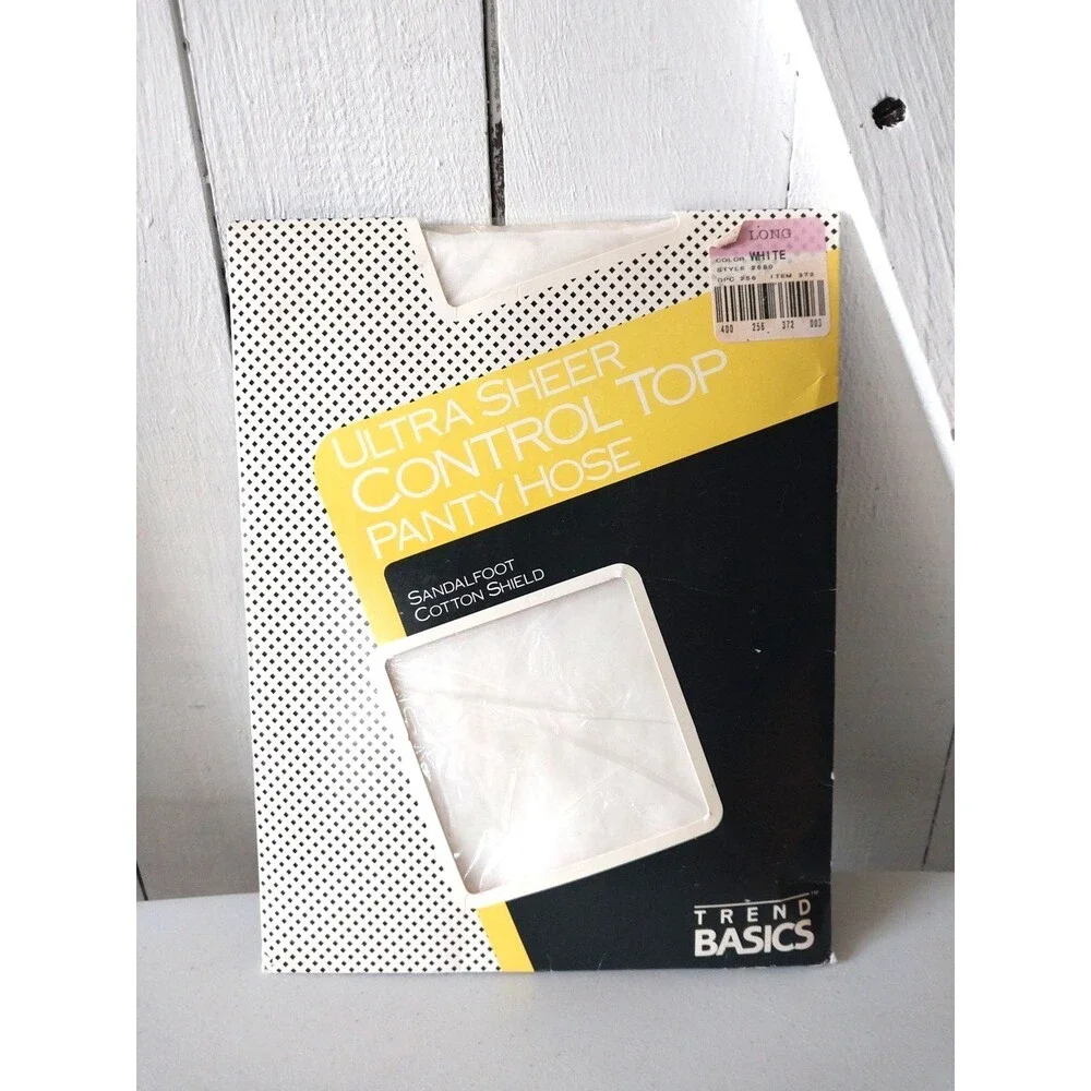 Trend Basics Ultra Sheer Control Top Pantyhose Sandalfoot Off White Size Long